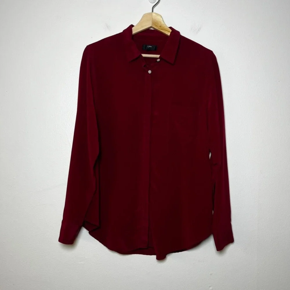 J. Crew Long Sleeve Button Down Shirt in Deep Rose